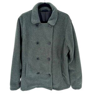 Lands End Womens Polartec Aircore 200 Double-Breasted Peacoat Jacket XL Gray